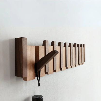 Piano Key Wooden Wall Coat Rack — Walnut & Beech Wood 11