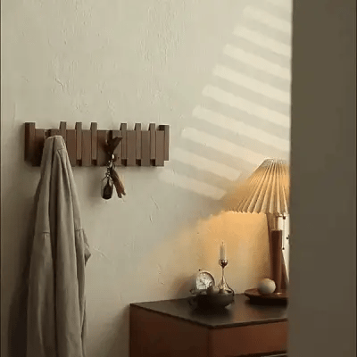 Piano Key Wooden Wall Coat Rack — Walnut & Beech Wood 12