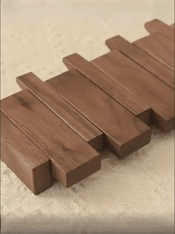 Piano Key Wooden Wall Coat Rack — Walnut & Beech Wood 13