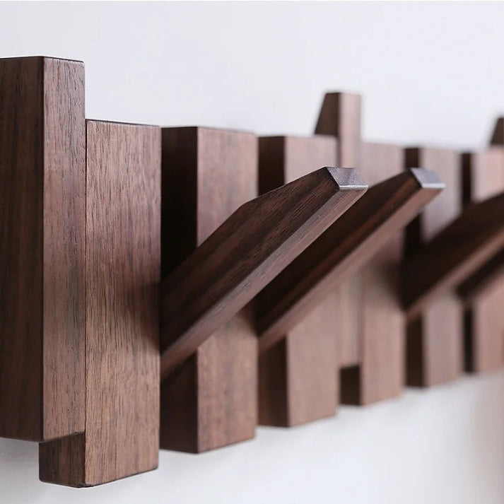 Piano Key Wooden Wall Coat Rack — Walnut & Beech Wood 4