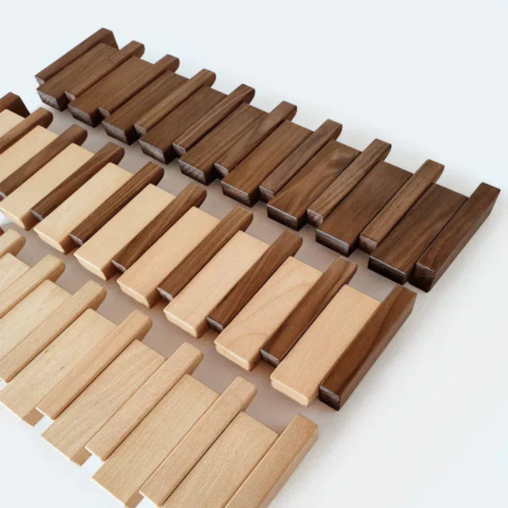 Piano Key Wooden Wall Coat Rack — Walnut & Beech Wood 7
