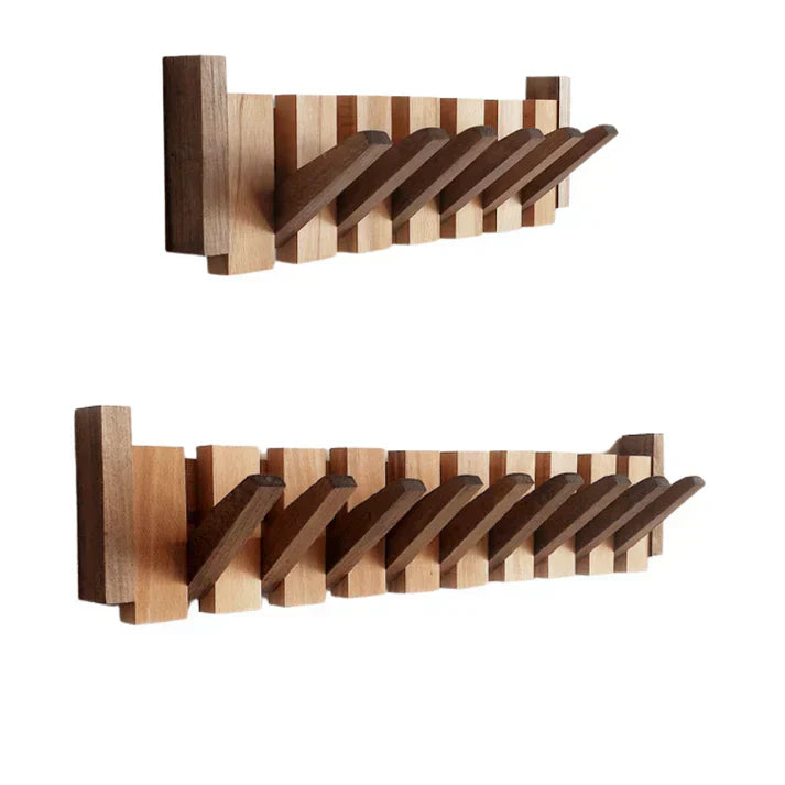 Piano Key Wooden Wall Coat Rack — Walnut & Beech Wood 8