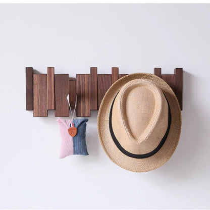 Piano Key Wooden Wall Coat Rack — Walnut & Beech Wood 9