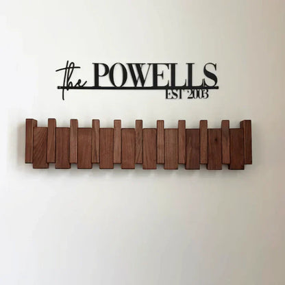 Piano Key Wooden Wall Coat Rack — Walnut & Beech Wood 1