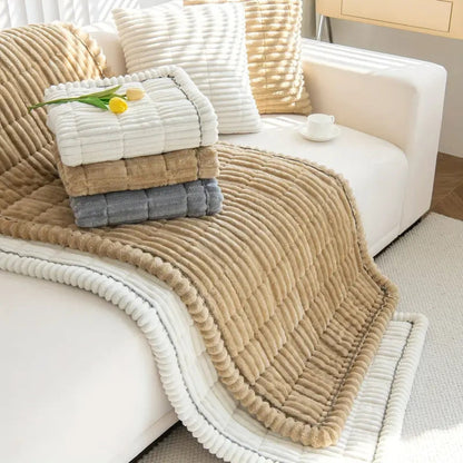 Plush Sofa Protector — Non-Slip Flannel Cover with Pleated Edges 12