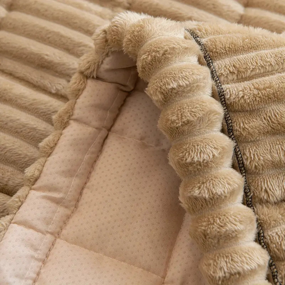 Plush Sofa Protector — Non-Slip Flannel Cover with Pleated Edges 5