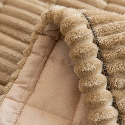 Plush Sofa Protector — Non-Slip Flannel Cover with Pleated Edges 5
