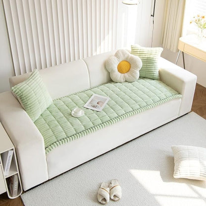 Plush Sofa Protector — Non-Slip Flannel Cover with Pleated Edges 9