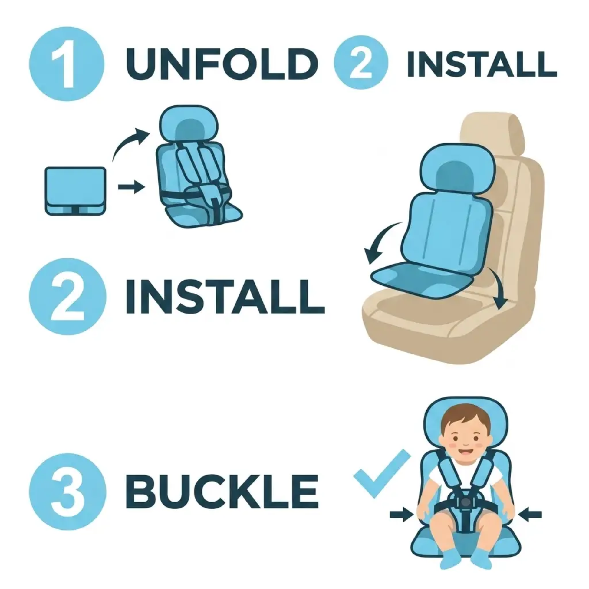 Portable Foldable Child Car Booster Seat — 5-Point Harness 4