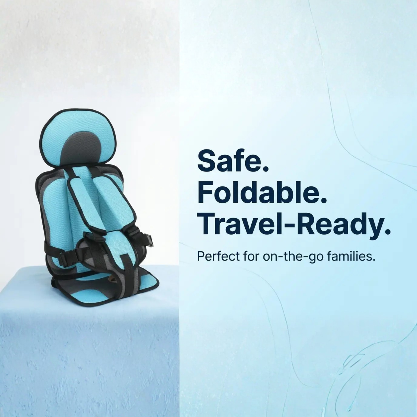 Portable Foldable Child Car Booster Seat — 5-Point Harness 9