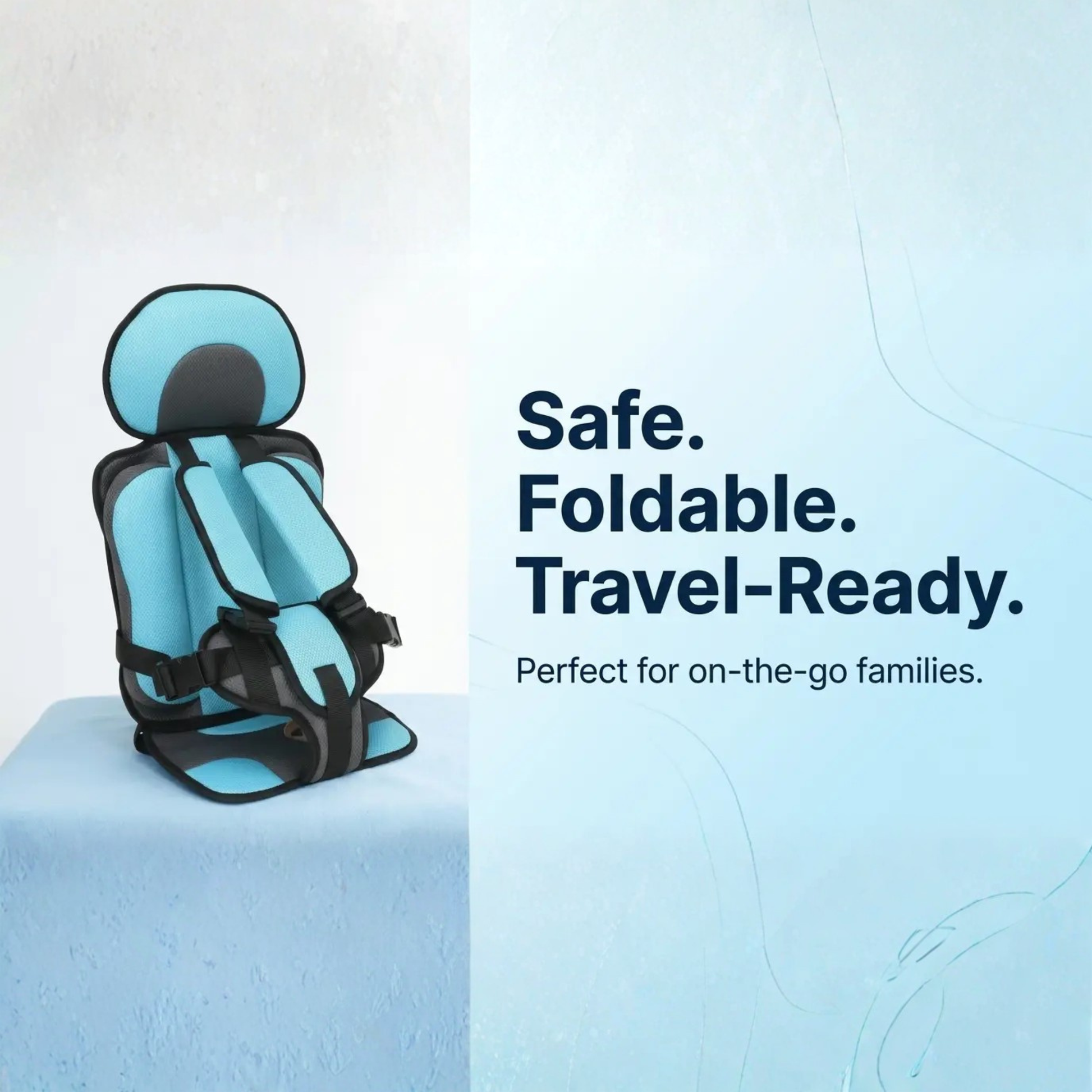 Portable Foldable Child Car Booster Seat — 5-Point Harness 9