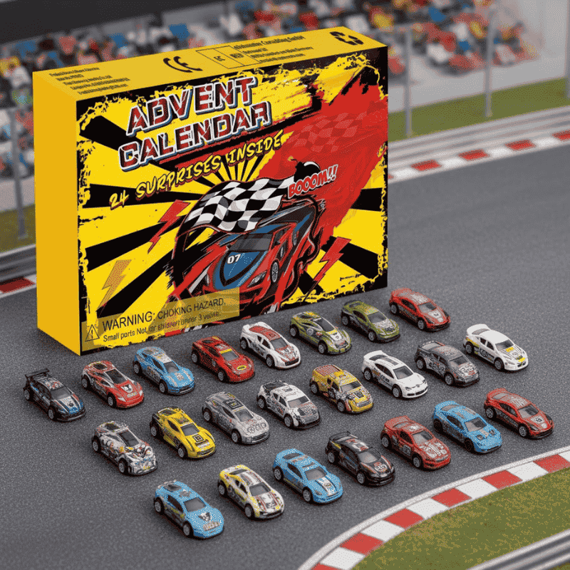 Racing Car Advent Calendar — 24 Mini Surprise Cars for Kids 1