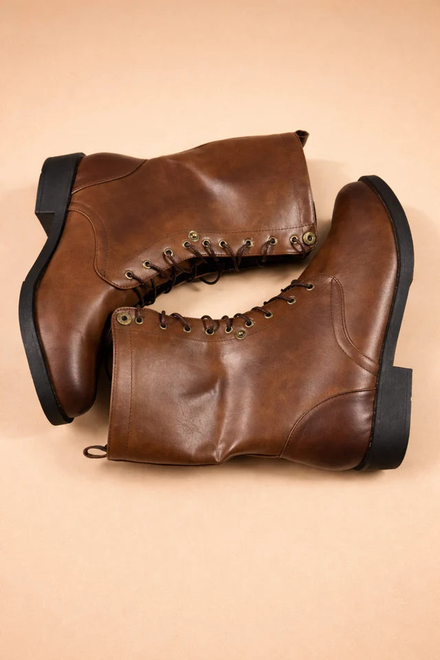 Rosvella Women's Retro Lace-Up Ankle Boots — Foldable Cuff 2