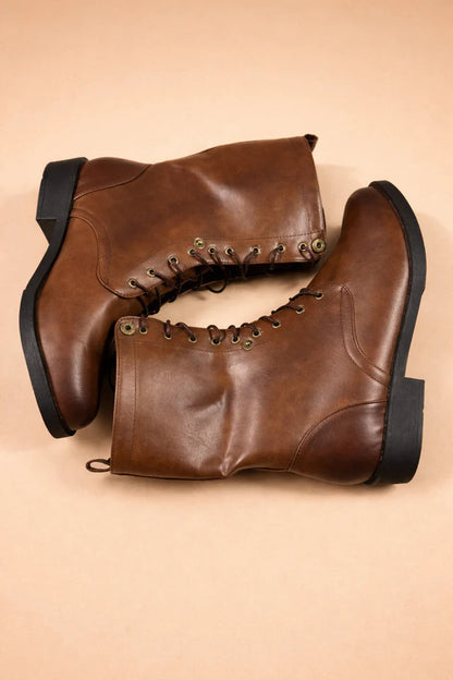 Rosvella Women's Retro Lace-Up Ankle Boots — Foldable Cuff 2