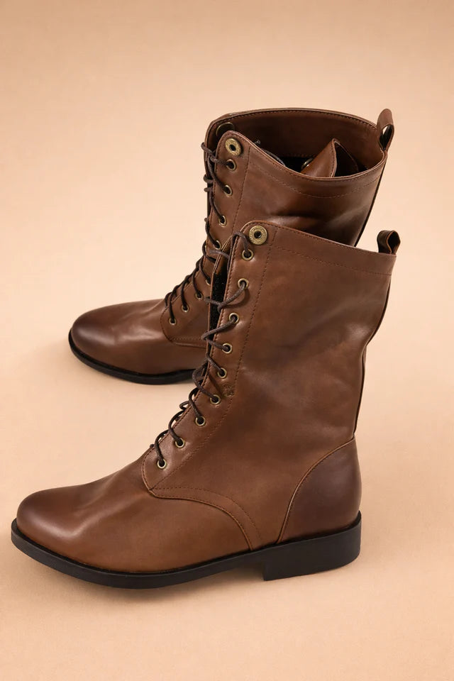 Rosvella Women's Retro Lace-Up Ankle Boots — Foldable Cuff 1