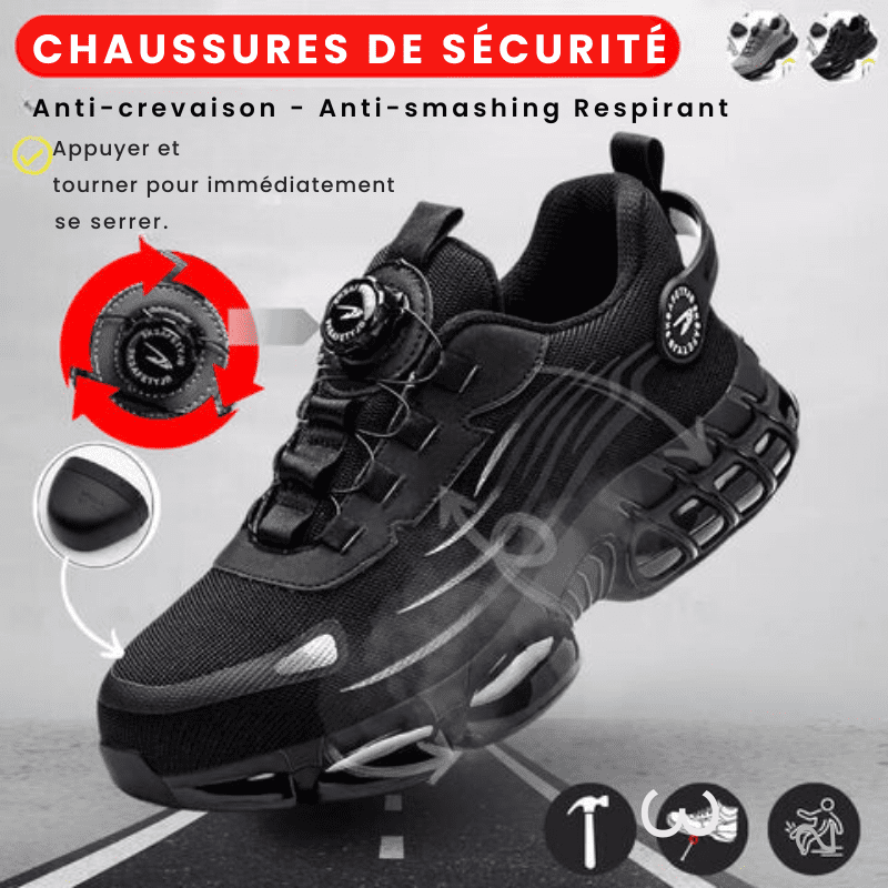 Steel Toe Safety Shoes with Rotating Closure — Unisex Work Boots 7