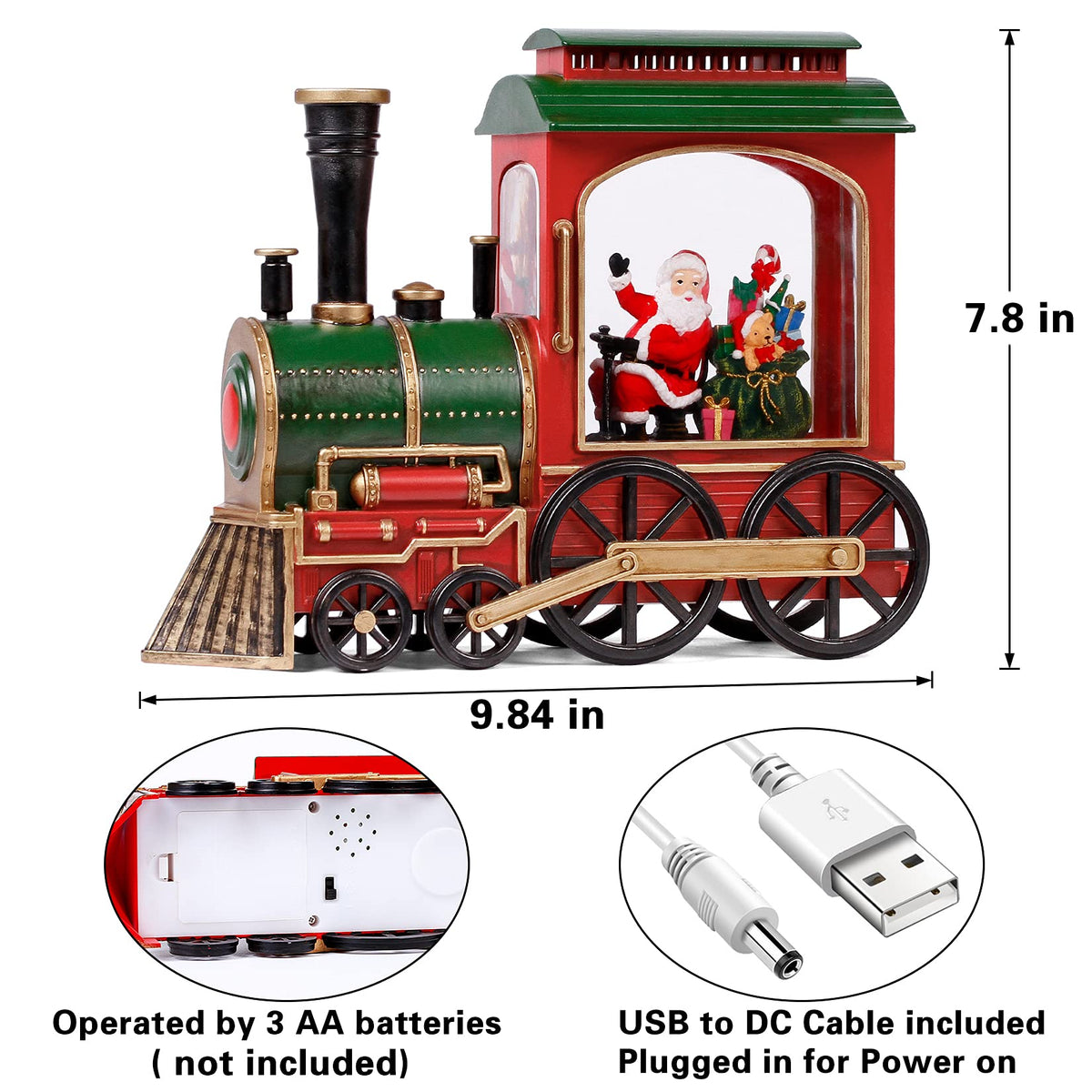 Santa Claus Christmas Train Music Box — 8 Songs & Snow Globe 7