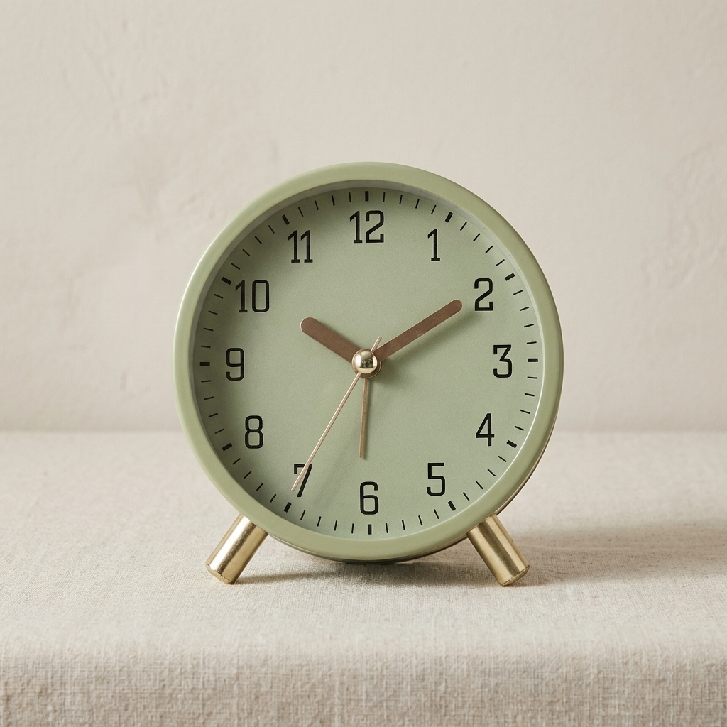 Scandinavian Silent Table Clock — Metal Glass Battery Powered 2