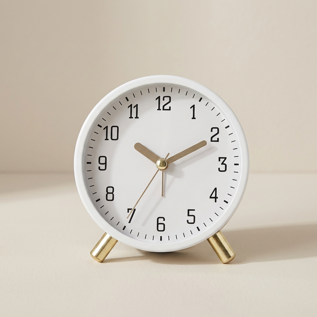 Scandinavian Silent Table Clock — Metal Glass Battery Powered 3