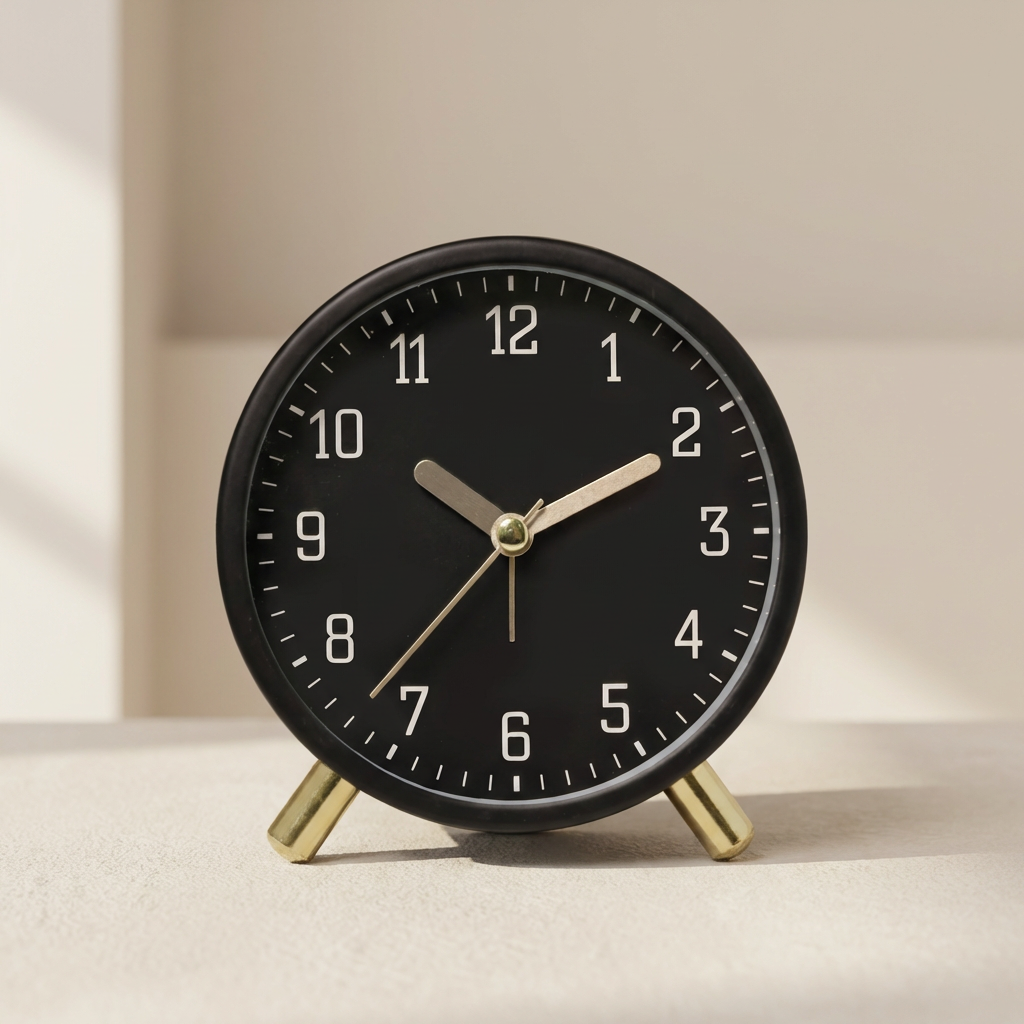 Scandinavian Silent Table Clock — Metal Glass Battery Powered 4