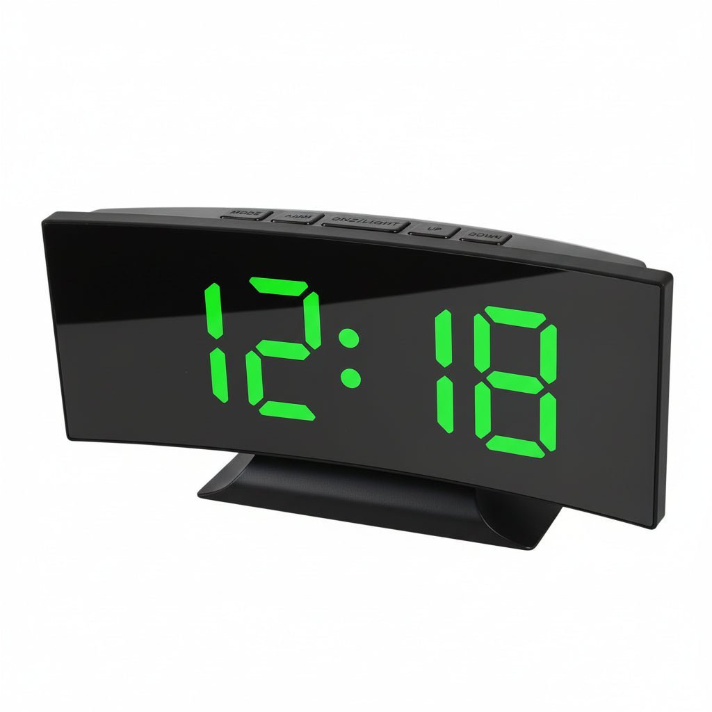 Silent LED Alarm Clock — Large Display Slim Mirror Design 10