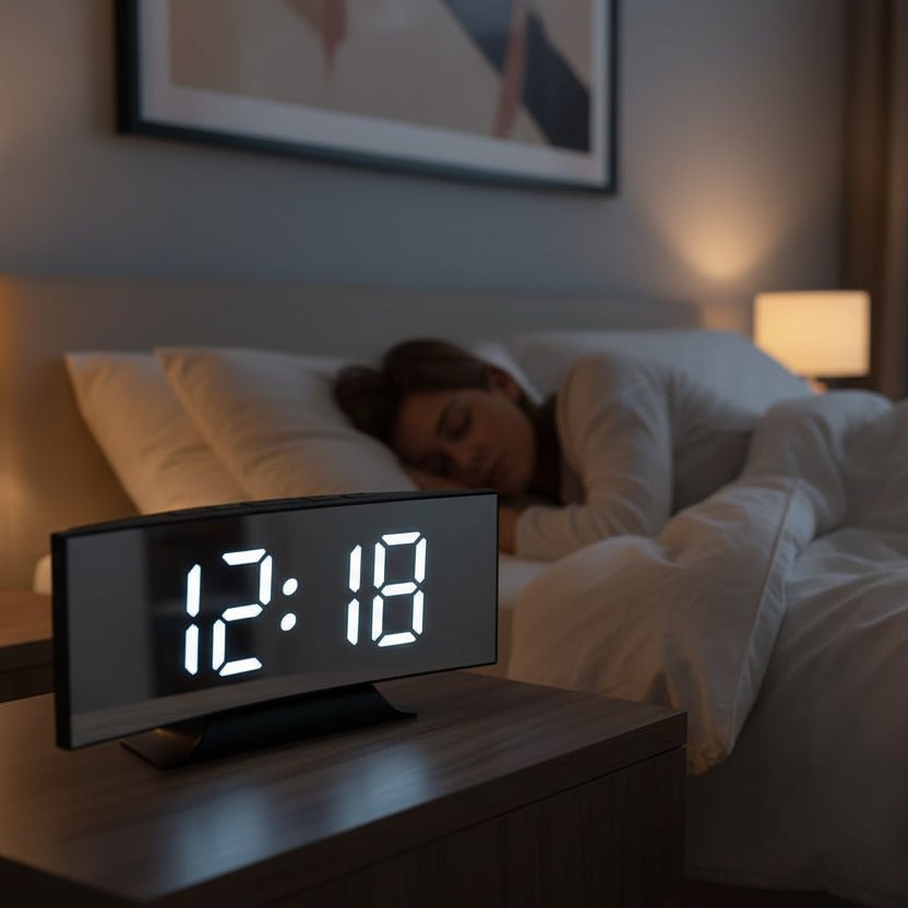 Silent LED Alarm Clock — Large Display Slim Mirror Design 2