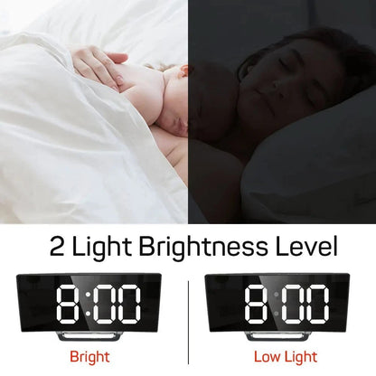 Silent LED Alarm Clock — Large Display Slim Mirror Design 6