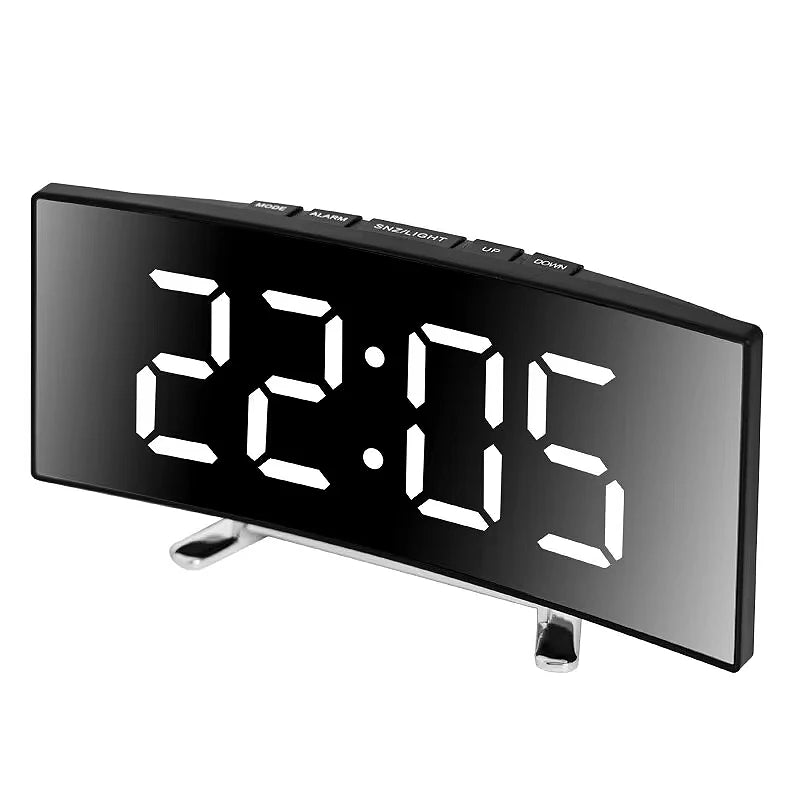 Silent LED Alarm Clock — Large Display Slim Mirror Design 9