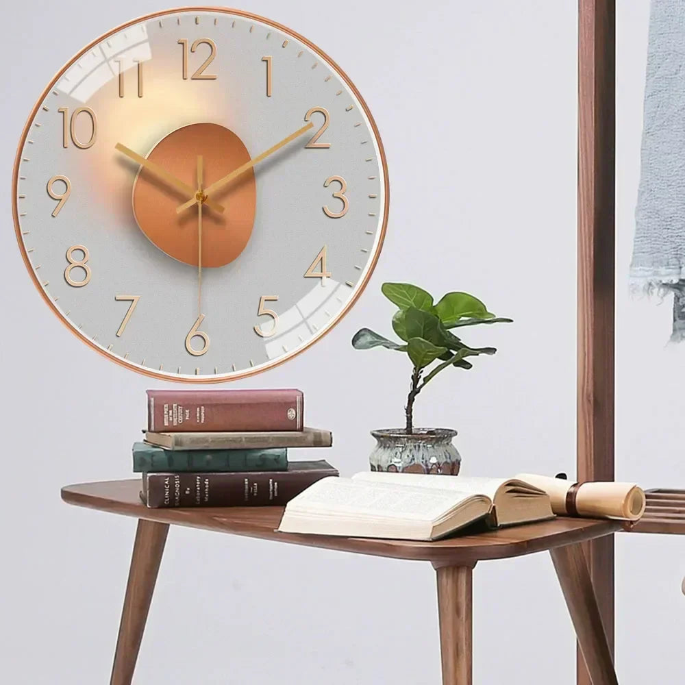 Silent Wall Clock — Gradient Gold Digital Design | 20 cm 7