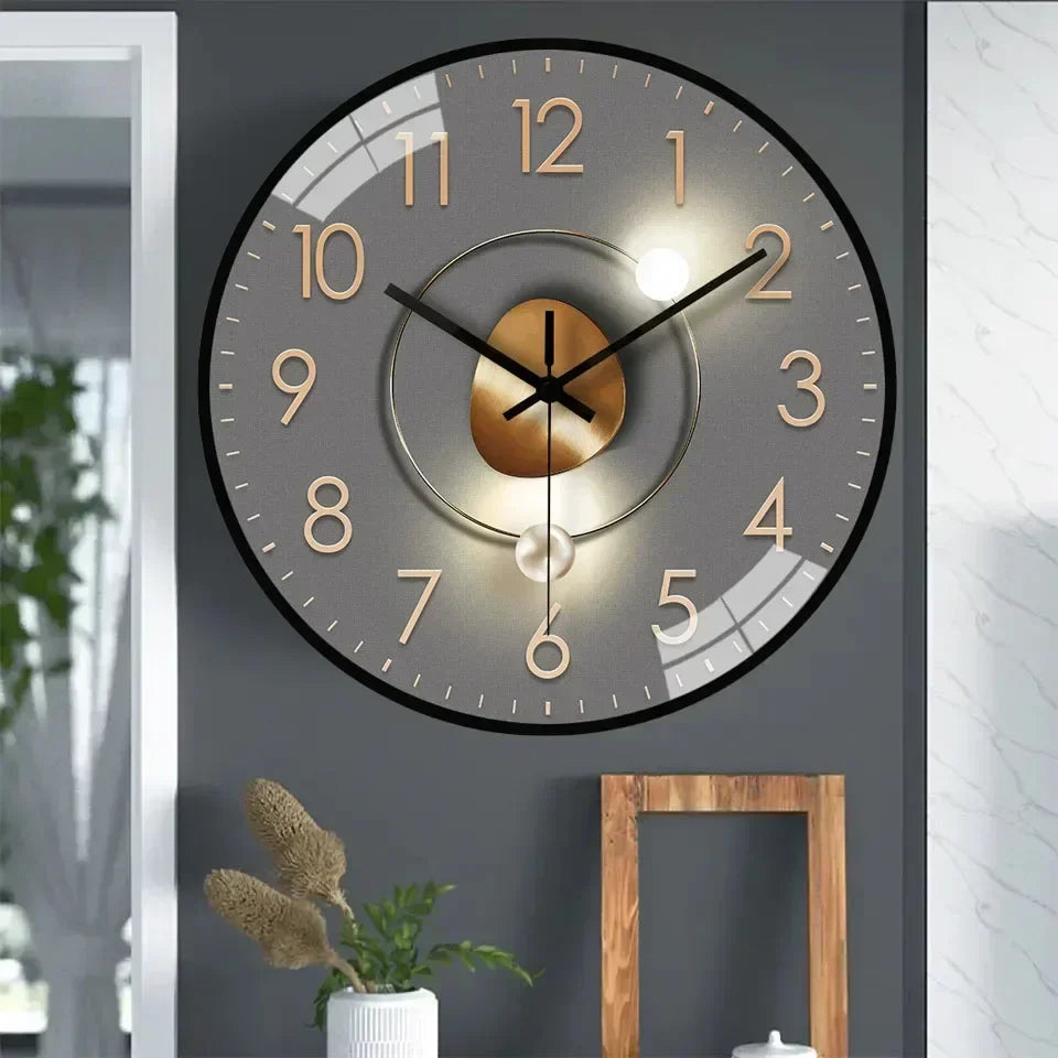 Silent Wall Clock — Gradient Gold Digital Design | 20 cm 9
