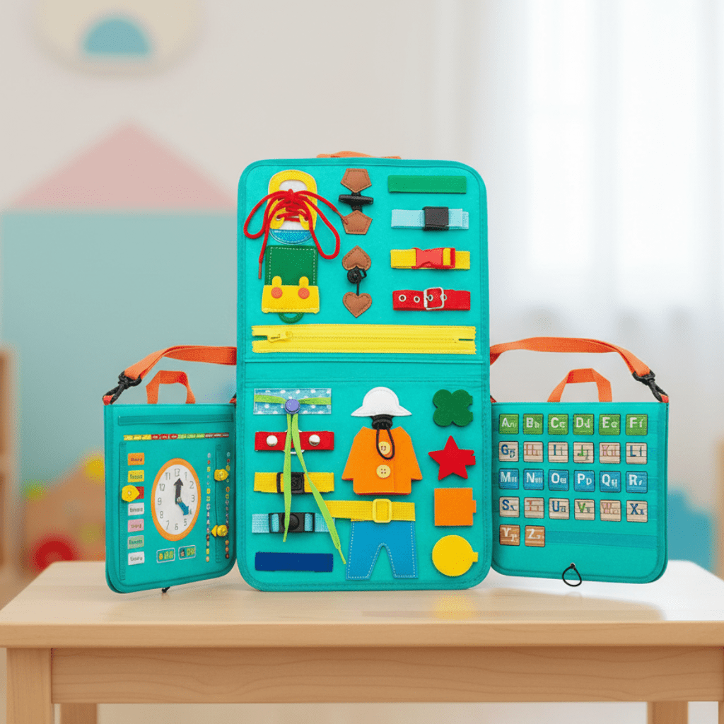 Montessori Toys Activity Board — 15 Sensory Skills for Kids 2