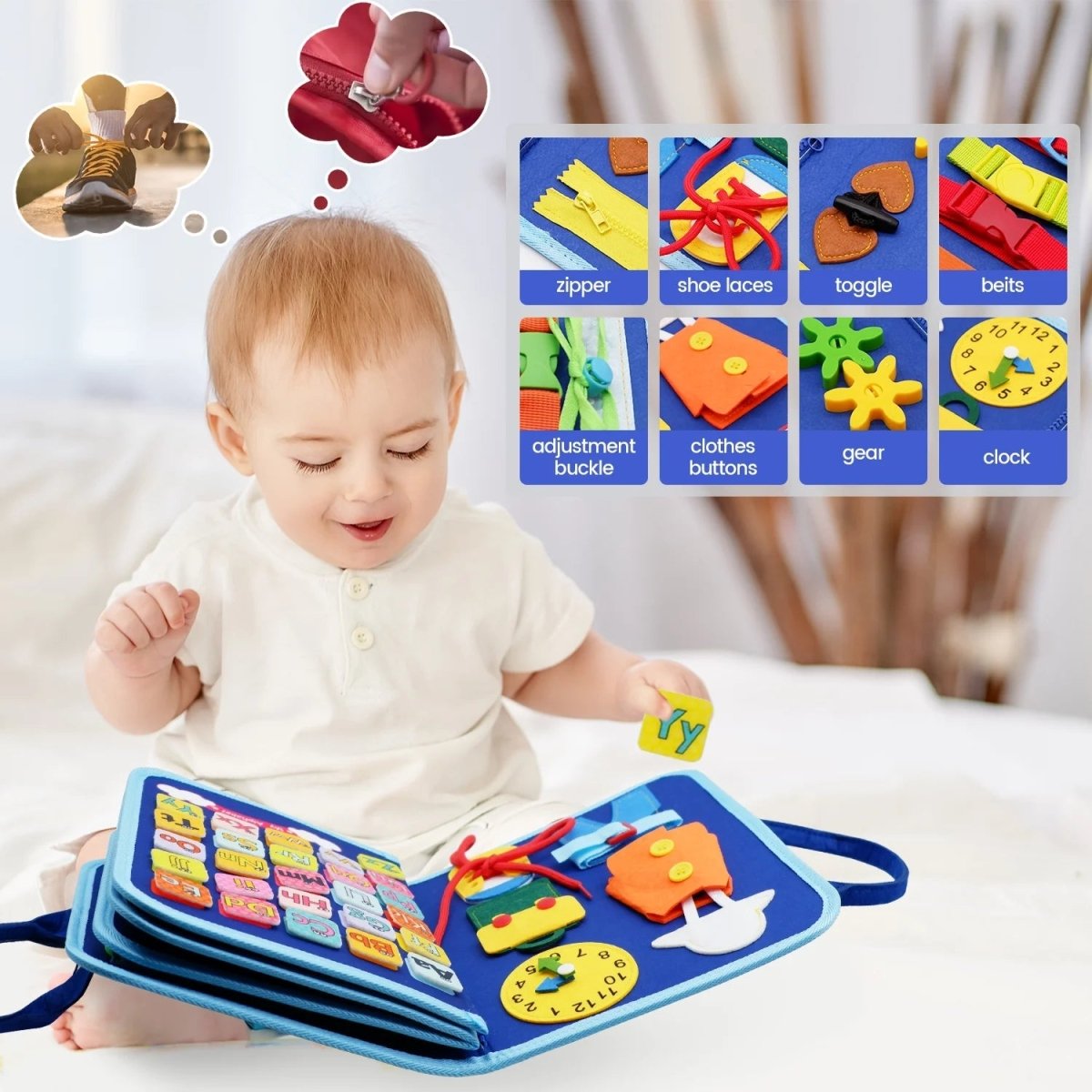 Montessori Toys Activity Board — 15 Sensory Skills for Kids 5