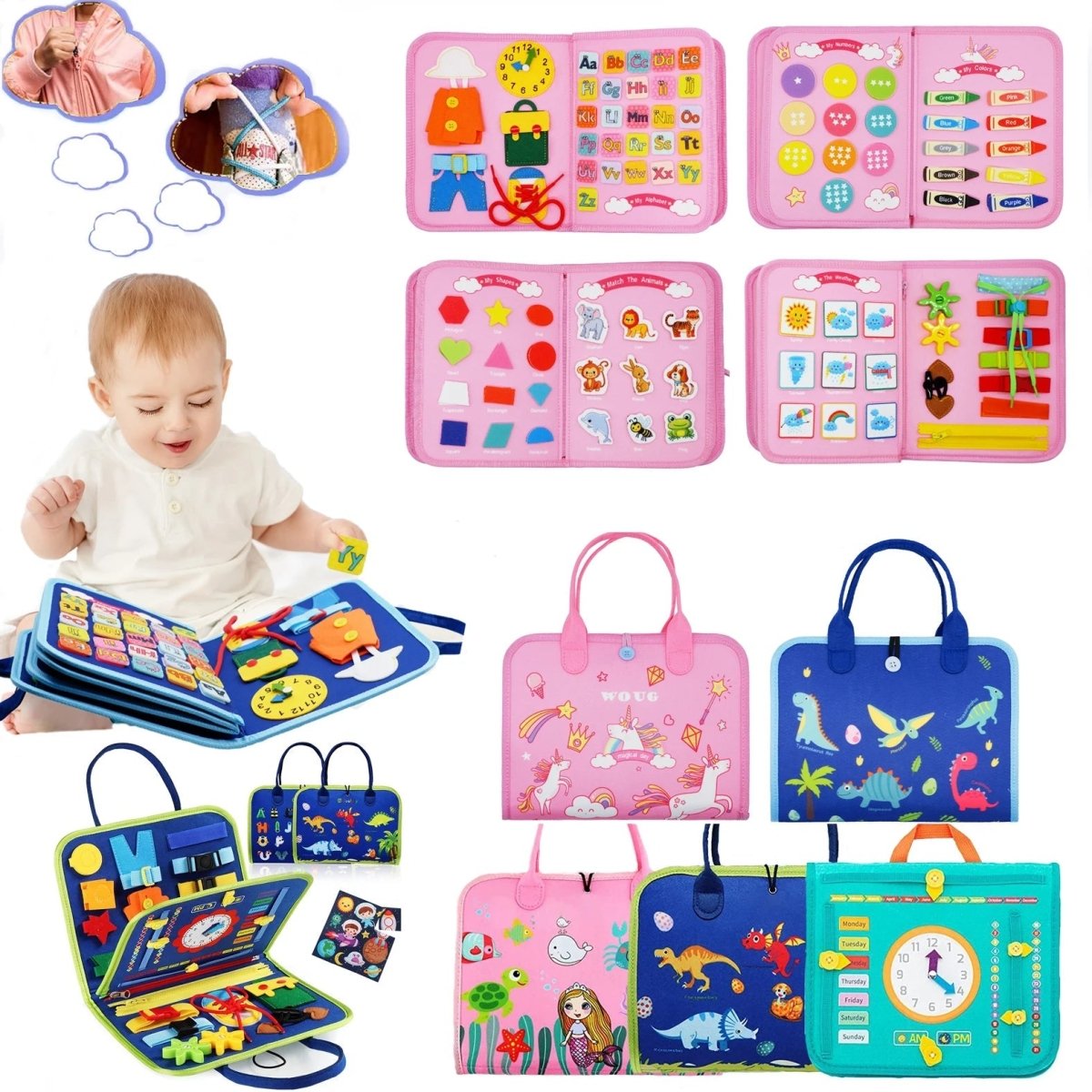 Montessori Toys Activity Board — 15 Sensory Skills for Kids 9