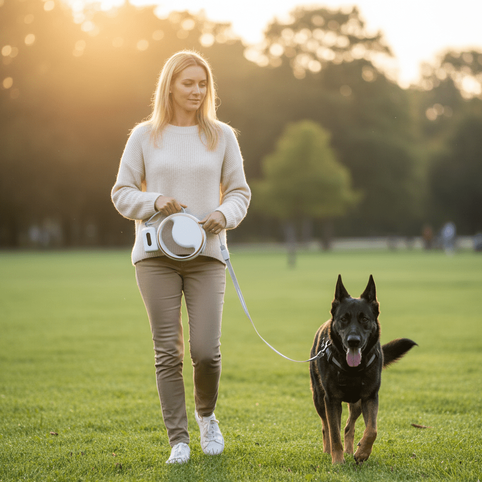 SmartLead Retractable Dog Leash — LED Light & Bag Holder 2
