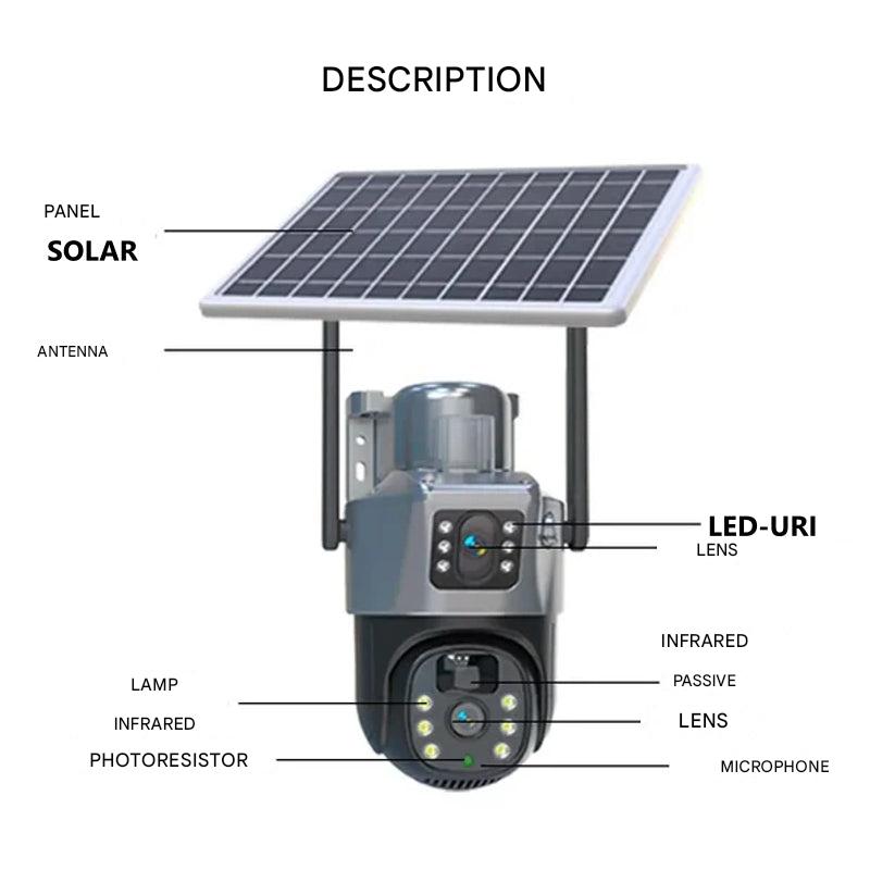 Solar Security Camera 4K Wireless — Dual Lens 360° Rotation 4