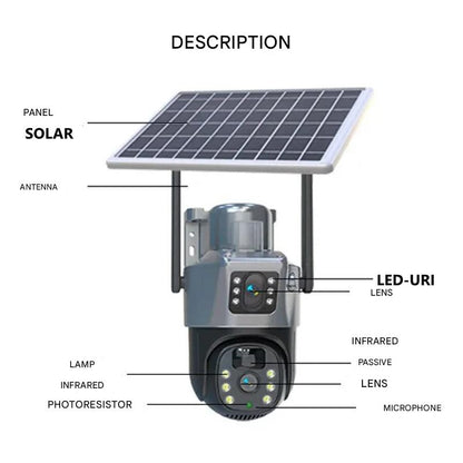 Solar Security Camera 4K Wireless — Dual Lens 360° Rotation 4