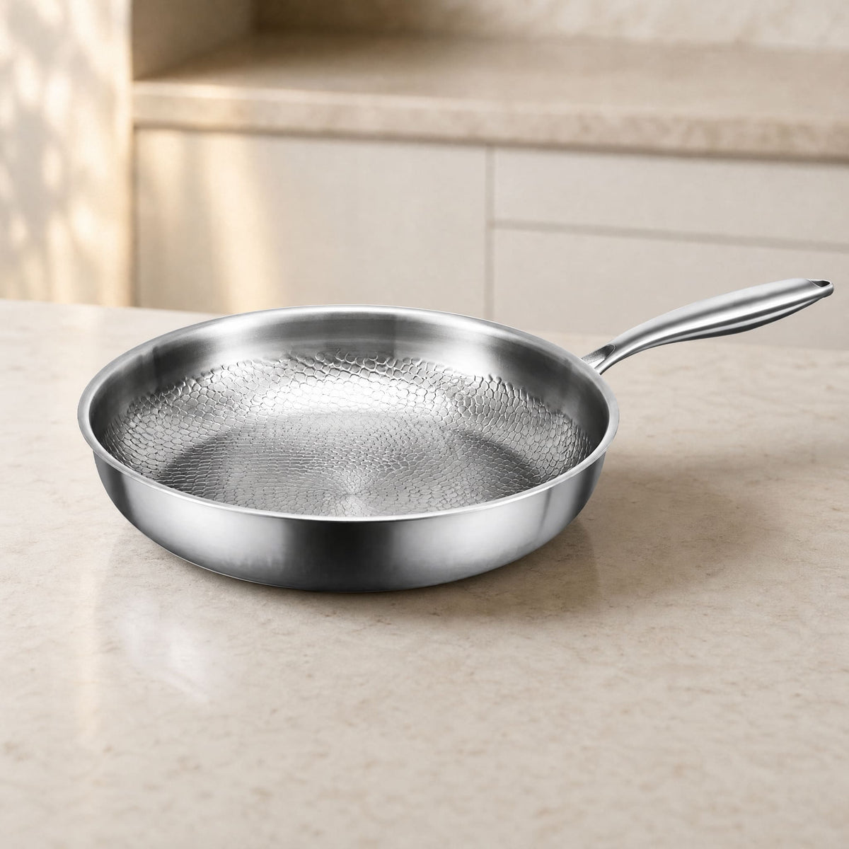 Honeycomb Stainless Steel Frying Pan — No Chemical Coating 10