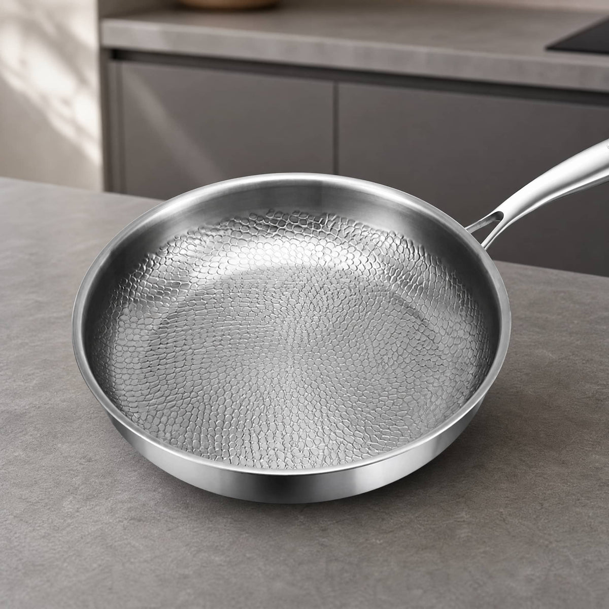 Honeycomb Stainless Steel Frying Pan — No Chemical Coating 1