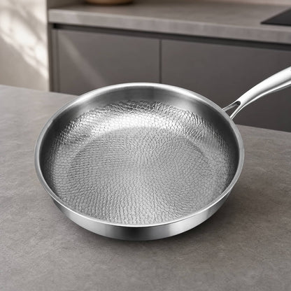 Honeycomb Stainless Steel Frying Pan — No Chemical Coating 1