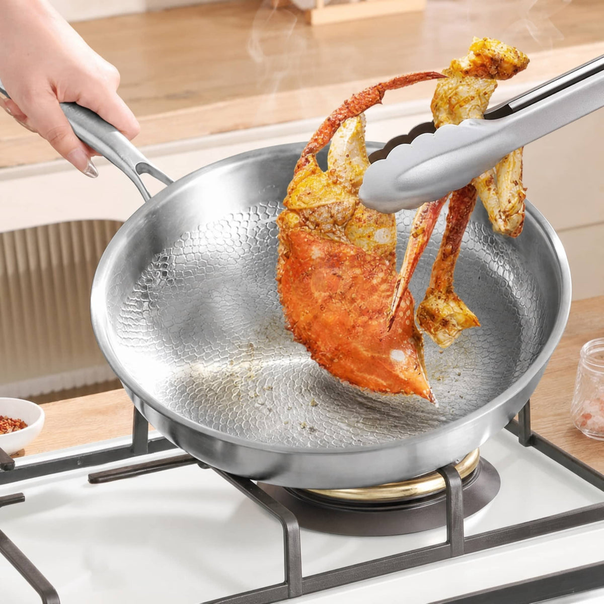 Stainless Steel Honeycomb Non-Stick Pan — Gas & Induction 3