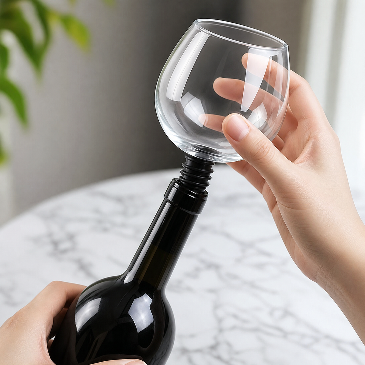 Wine Accessories — Stemless Glass with Bottle Stopper Base 2