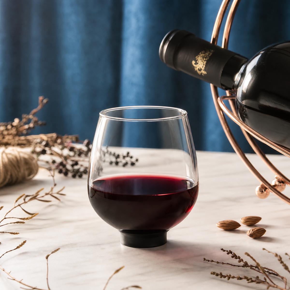 Wine Accessories — Stemless Glass with Bottle Stopper Base 3