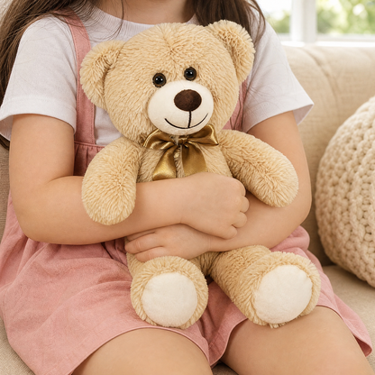 Teddy Bear Plush Toy with Satin Bow — Soft 25–30 cm Gift 2