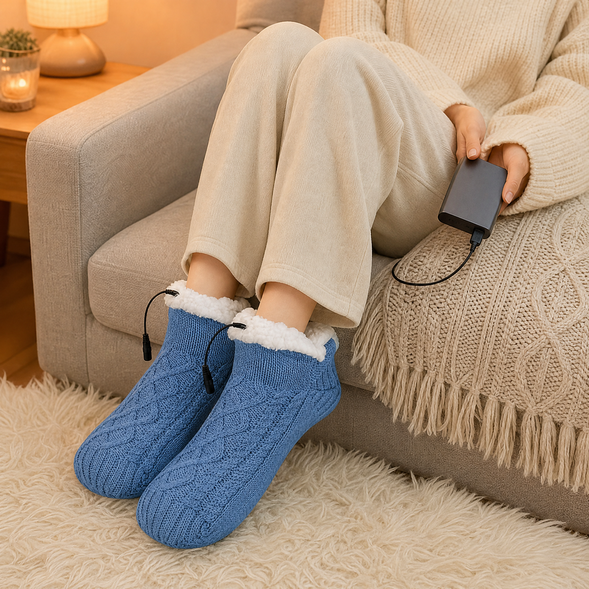 USB Heated Knit Slipper Socks — Non-Slip, 4 Colors 2