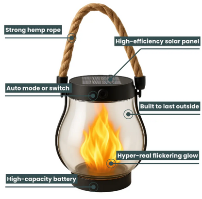 USB Rechargeable Rope Lantern — Auto Light-Sensing Hemp Handle 2