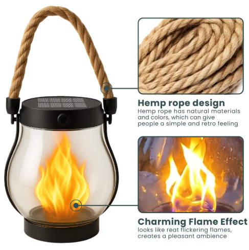 USB Rechargeable Rope Lantern — Auto Light-Sensing Hemp Handle 3