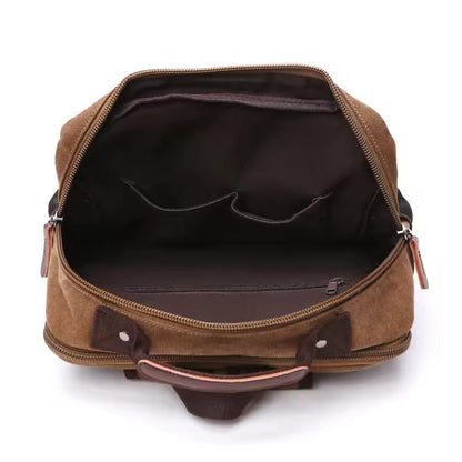 Vintage Canvas Laptop Backpack — Large Capacity Leather Detail 3