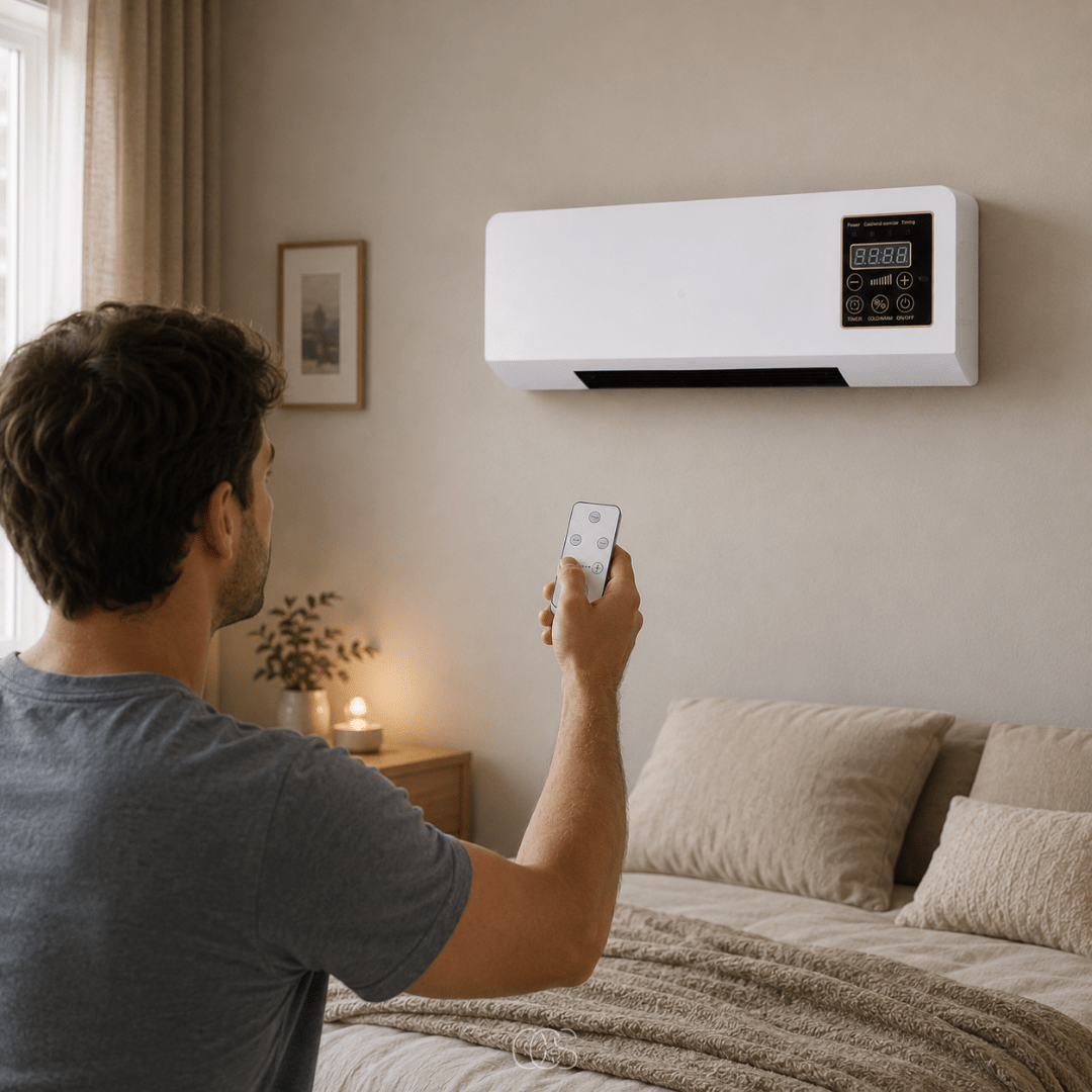 Wall Fan Heater with Remote Control & Timer — 2-in-1 1800W 6