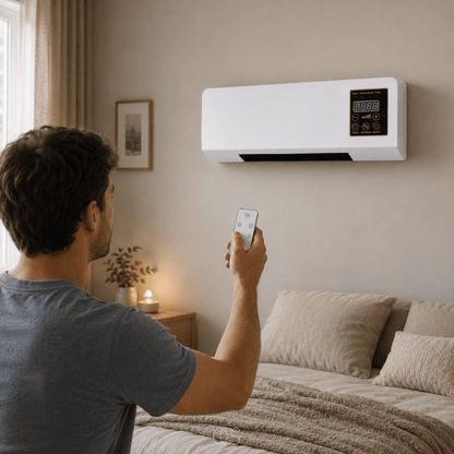 Wall Fan Heater with Remote Control & Timer — 2-in-1 1800W 6