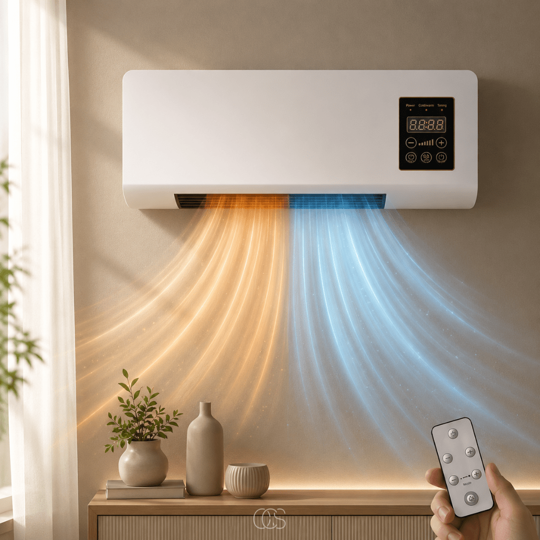 Wall Fan Heater with Remote Control & Timer — 2-in-1 1800W 1
